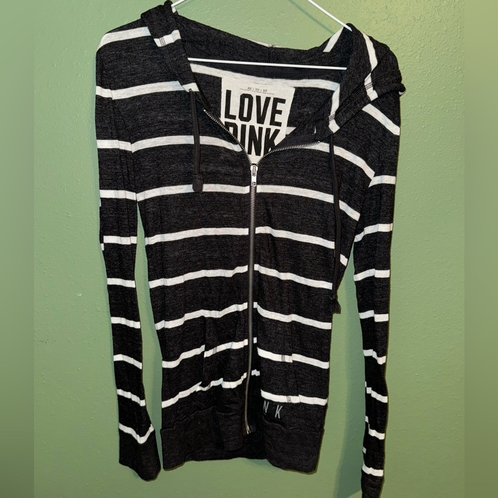 Pink Striped Zip Up Jacket